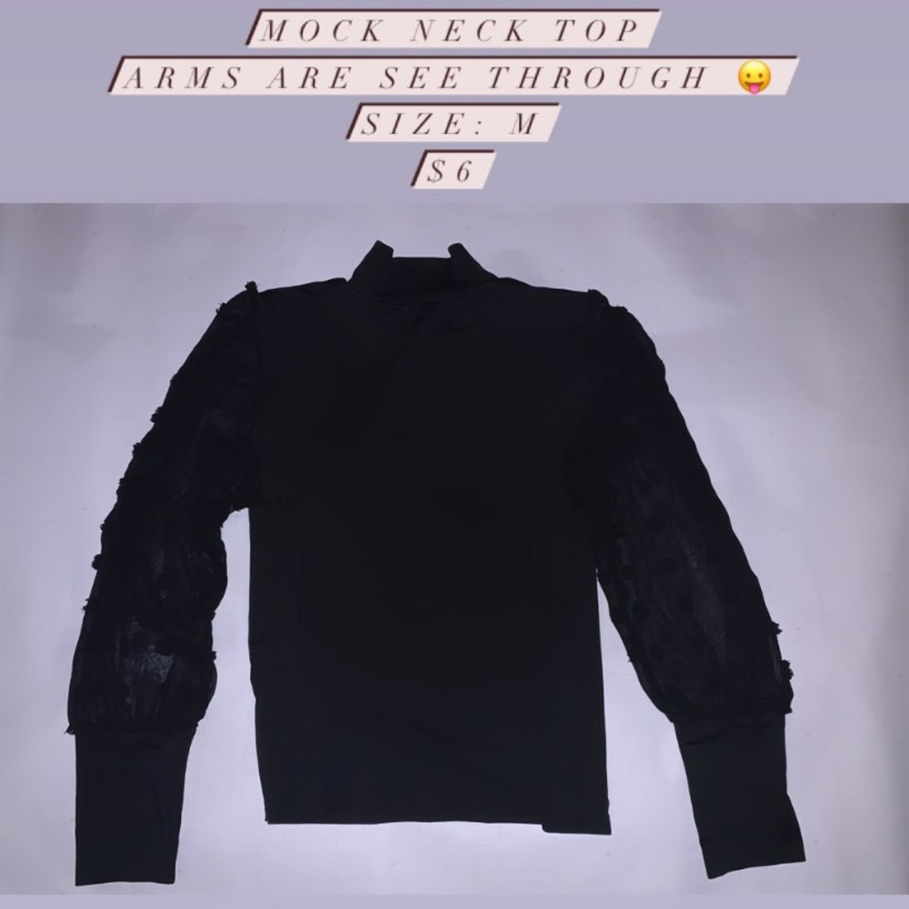 Mock Neck Puff Sleeve Top